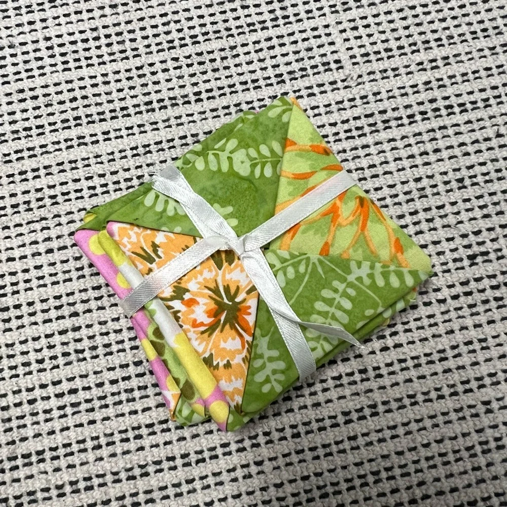 Fabric coasters floral print set of 4